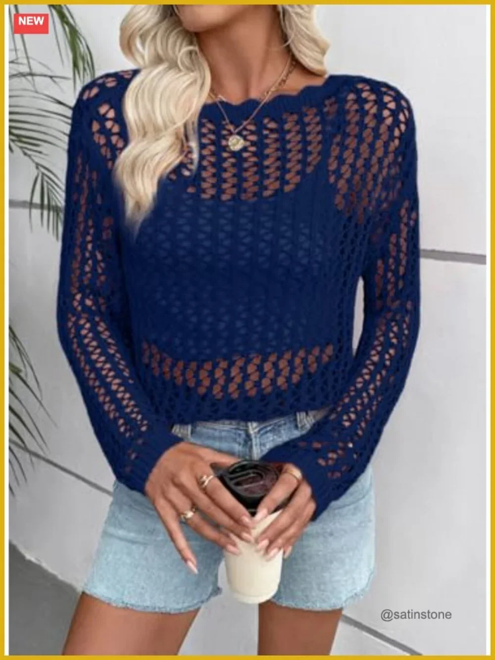 Off Shoulder Loose Knit Summer Sweater Lightweight Crochet Beach Cover Up